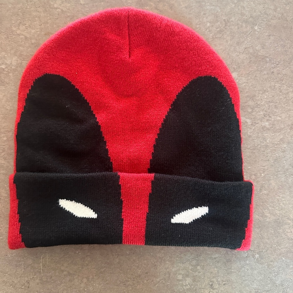 Kids Red and Black Superhero Beanie